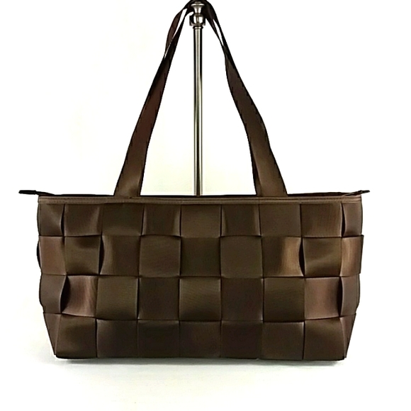 ICONIC SEATBELT SATCHEL BAG BROWN LARGE EUC UNBRANDED - Picture 2 of 9